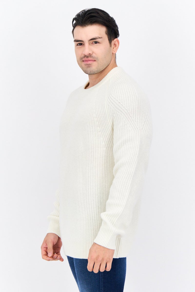 Jules Men Crew Neck Knitted Sweater, Ivory - Image 2