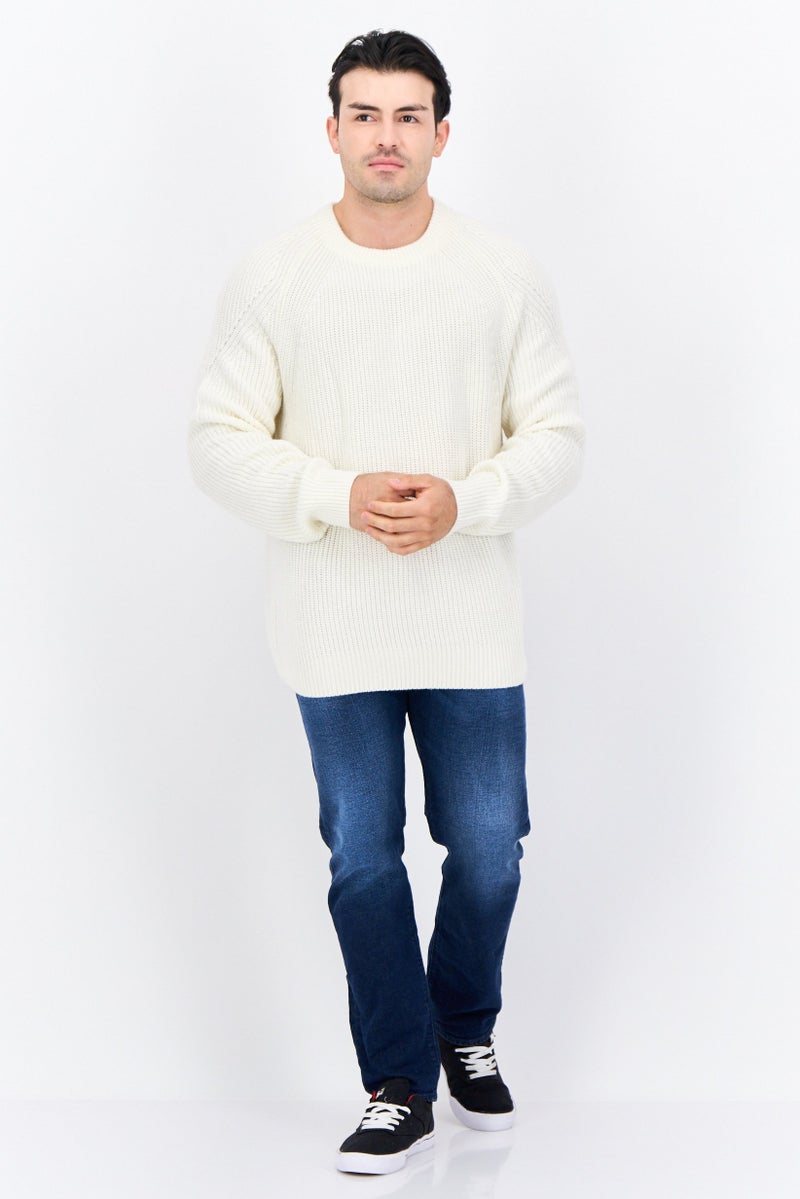 Jules Men Crew Neck Knitted Sweater, Ivory - Image 4