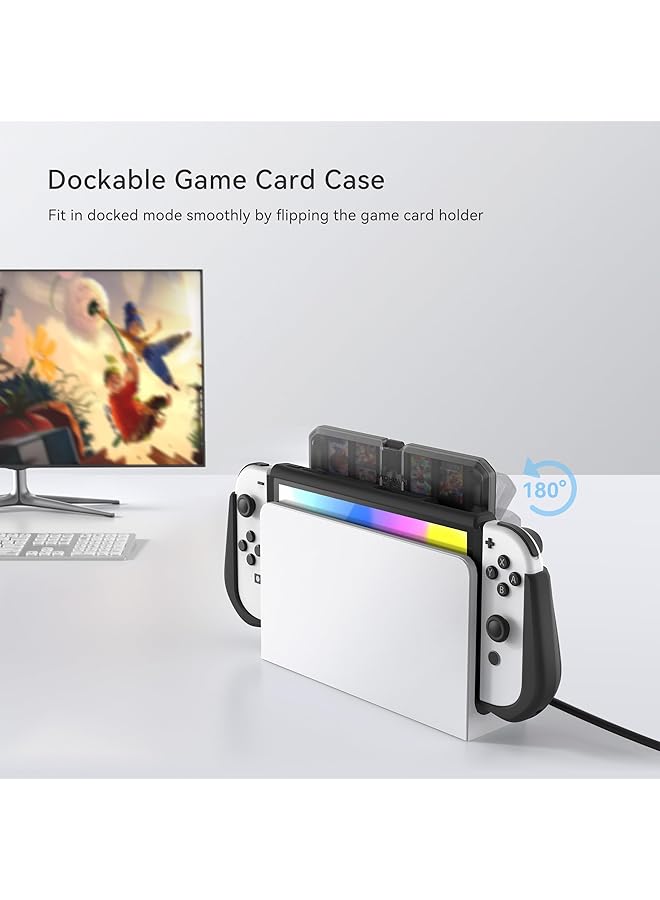 KIWIHOME Dockable Case Compatible With Nintendo Switch Oled Model 2021 With Flip Design Game Card Holder Ergonomic Comfort Tpu Grip Protective Case For Switch Oled Console Games And Joy Cons Black - Image 3