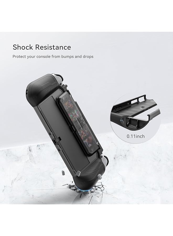 KIWIHOME Dockable Case Compatible With Nintendo Switch Oled Model 2021 With Flip Design Game Card Holder Ergonomic Comfort Tpu Grip Protective Case For Switch Oled Console Games And Joy Cons Black - Image 4