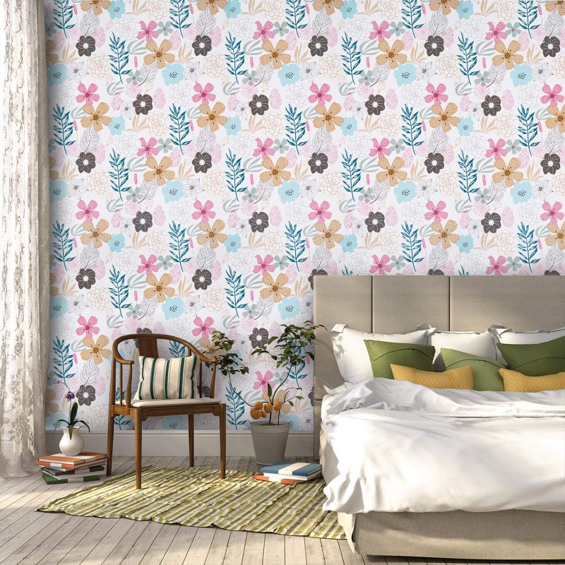 Mecpar Floral Wallpaper 17.71'' x 118'' Perennial Blooms Peel and Stick Vinyl Self Adhesive Removable Waterproof Wallpaper for Bathroom Cabinet Prepasted Decorative - Image 4