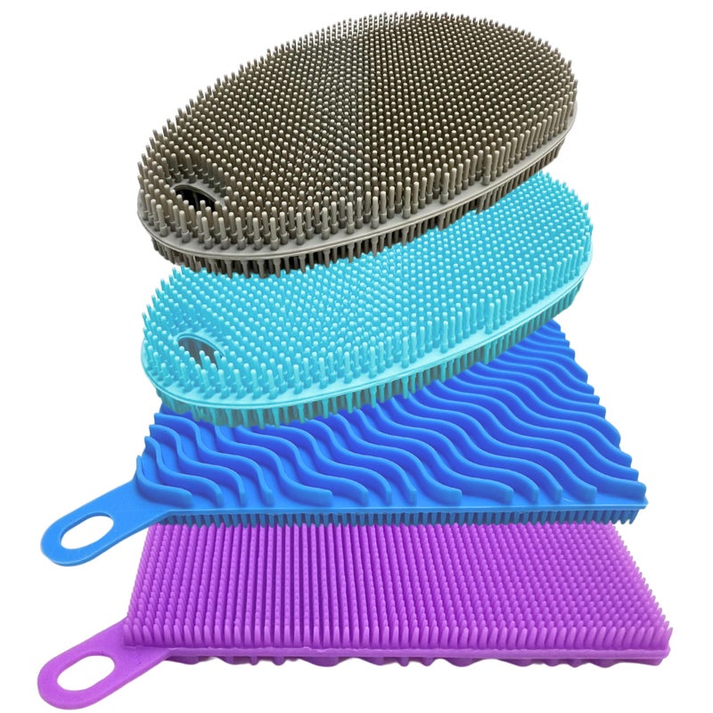 Silicone Sponges for Dishes  4 Pack DualSided Dish Scrubber and Sponge  Food Grade BPA Free Silicone Dish Sponge  Housecleaning