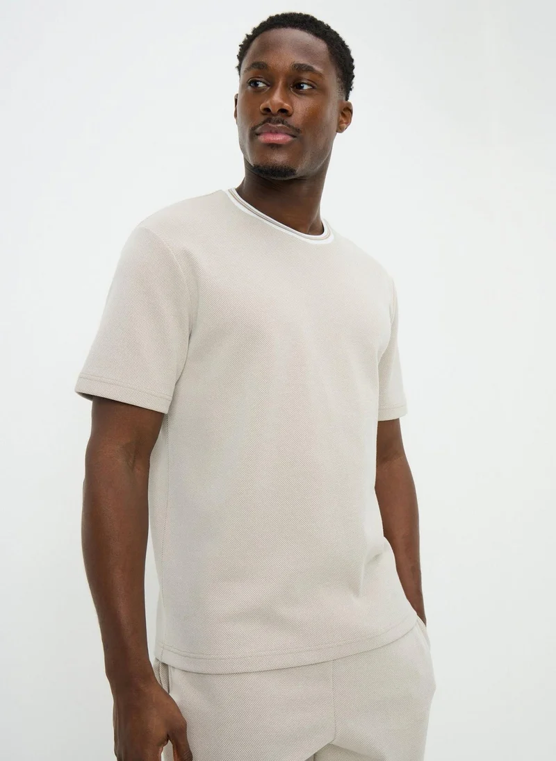 Matalan Ecru Pique Textured Smart Co Ord T-Shirt