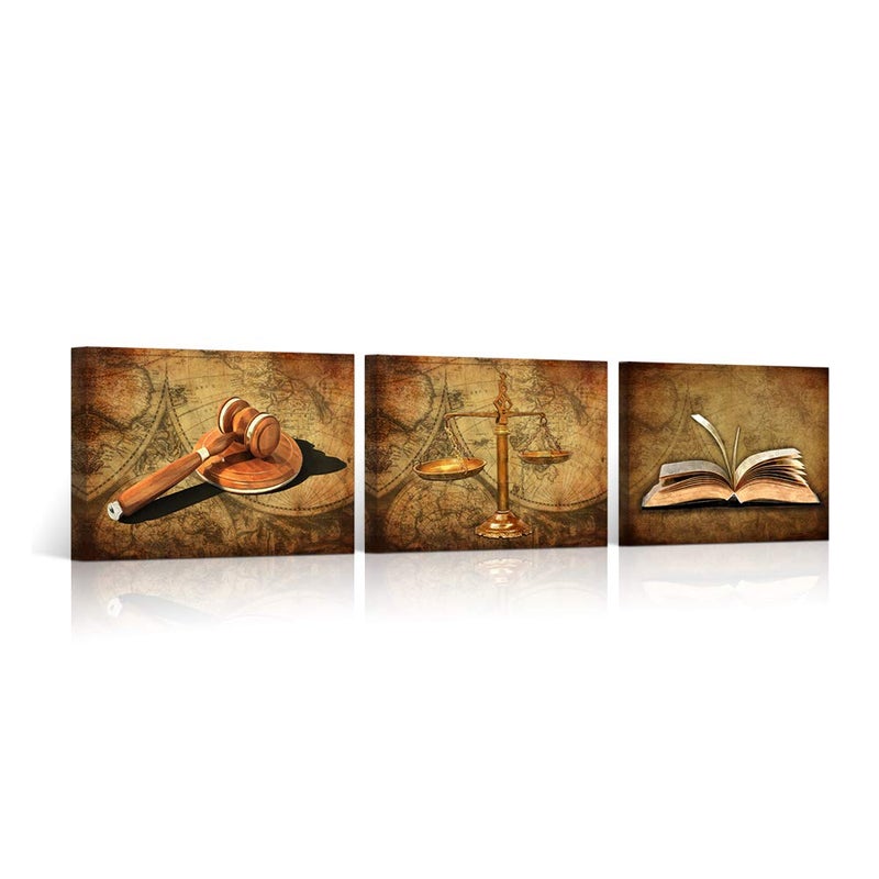 HOMEOART HOMEOART Scales of Justice Legal Pictures Lawyer Office Decor Painting Canvas Prints Gallery Wrapped Ready to Hang 12x16x3 