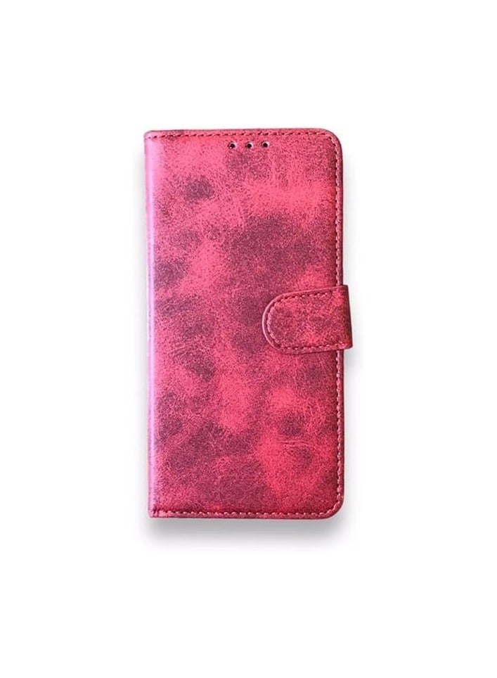 جراب محفظة جلدي قابل للطي مع فتحة بطاقة وحامل لهاتف Samsung Galaxy J5، وحزام إغلاق مغناطيسي، وغطاء داخلي من السيليكون TPU، وغطاء عالي الحماية متوافق مع Samsung Galaxy J5 (5.0 بوصة) (أحمر) - Image 1