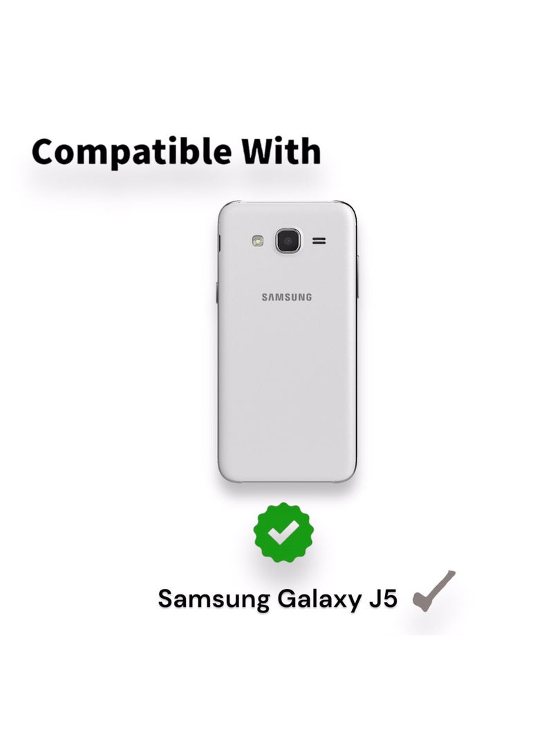 جراب محفظة جلدي قابل للطي مع فتحة بطاقة وحامل لهاتف Samsung Galaxy J5، وحزام إغلاق مغناطيسي، وغطاء داخلي من السيليكون TPU، وغطاء عالي الحماية متوافق مع Samsung Galaxy J5 (5.0 بوصة) (أحمر) - Image 4