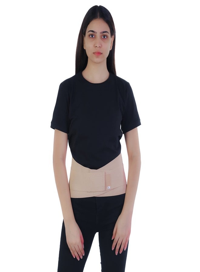 SpiffySky Classic Lumbar Support Belt, Back Support Belt, Lower Back Pain Relief Belt for Men and Women, With Double Strapping Design (Beige Color and with Magnet)-Small - Image 2