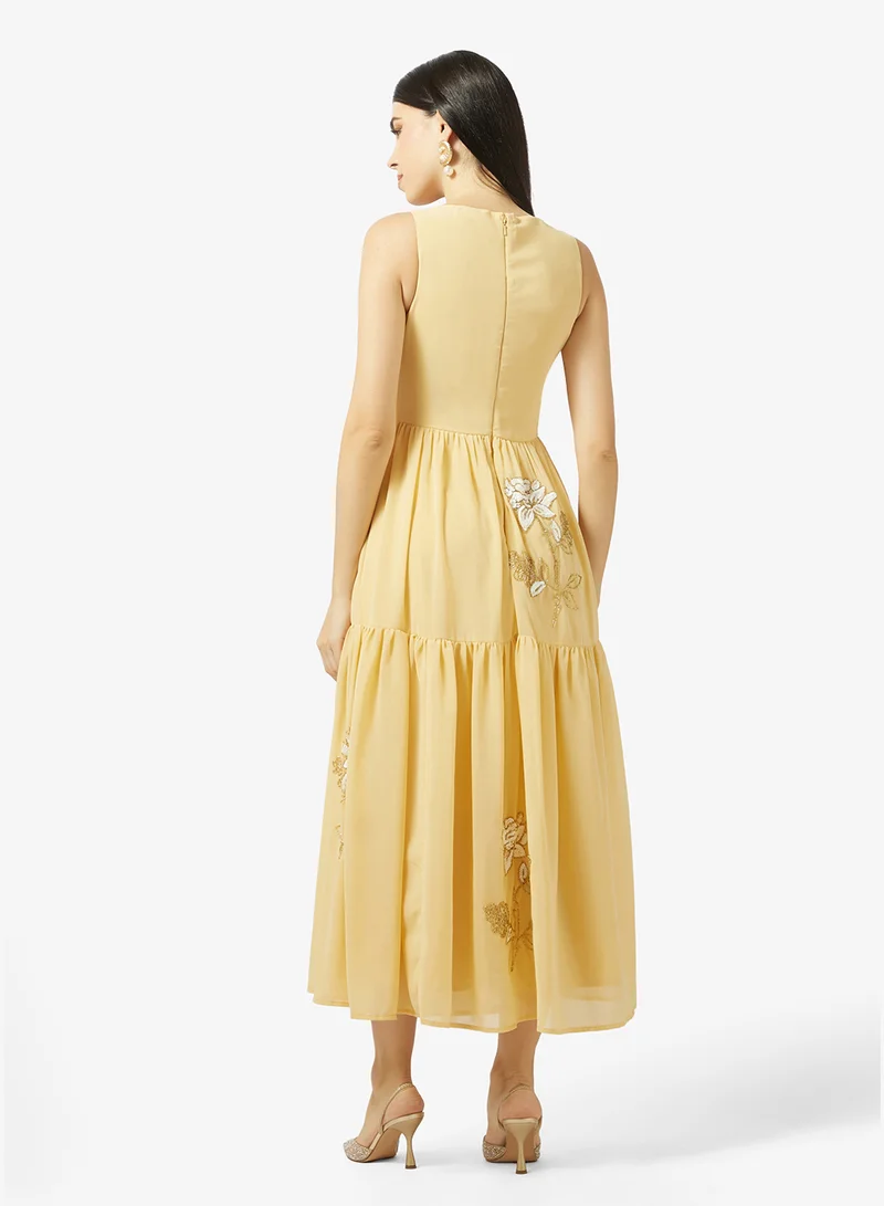 Maya Beaded V Neck Sleeveless Maxi Dress