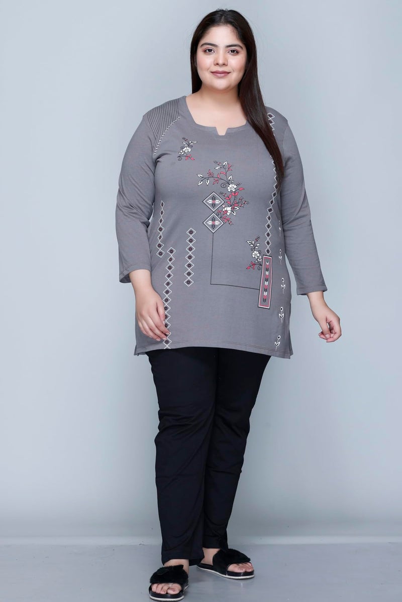 In Love Women's Front Printed Cotton Stylish V- Neck Full Sleeve Plus Size T-Shirt,FTSP310KP07_XXL - Image 2