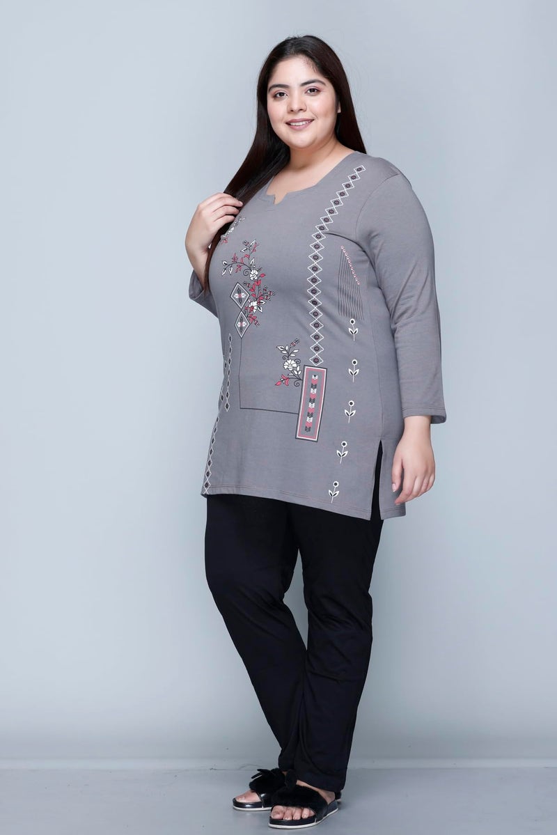 In Love Women's Front Printed Cotton Stylish V- Neck Full Sleeve Plus Size T-Shirt,FTSP310KP07_XXL - Image 5
