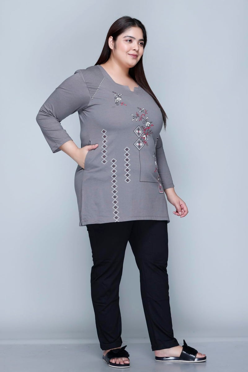 In Love Women's Front Printed Cotton Stylish V- Neck Full Sleeve Plus Size T-Shirt,FTSP310KP07_XXL - Image 4