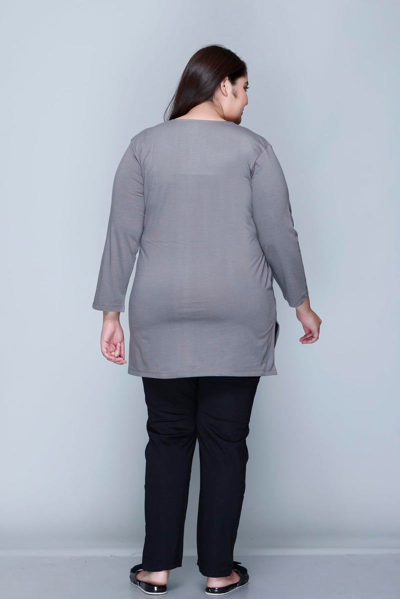 In Love Women's Front Printed Cotton Stylish V- Neck Full Sleeve Plus Size T-Shirt,FTSP310KP07_XXL - Image 3