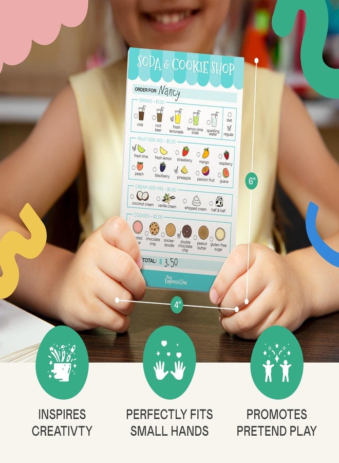 Tiny Expressions Kids Imaginative Play Notepads - 40 Pages Order-Taking Soda & Cookie Shop Notepad & 40 Pages for Nature Walk Scavenger Hunt - Imaginative Role Play, Playtime Notepads - Image 3