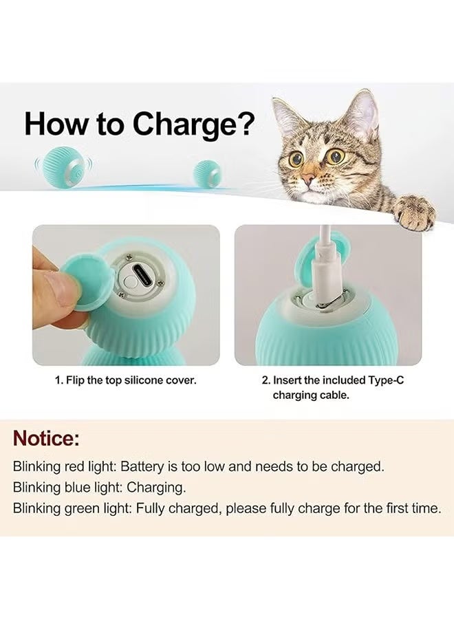 Interactive Cat Toy Ball, Intelligent Indoor Automatic Moving Ball Puzzle Dispel Boredom USB Charging Pet Toy - Image 4