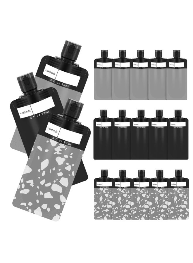 Bukela 18 Pack Travel Pouches for Toiletries, TSA Approved 3oz Travel Size Containers, Leak Proof, Black - Image 1