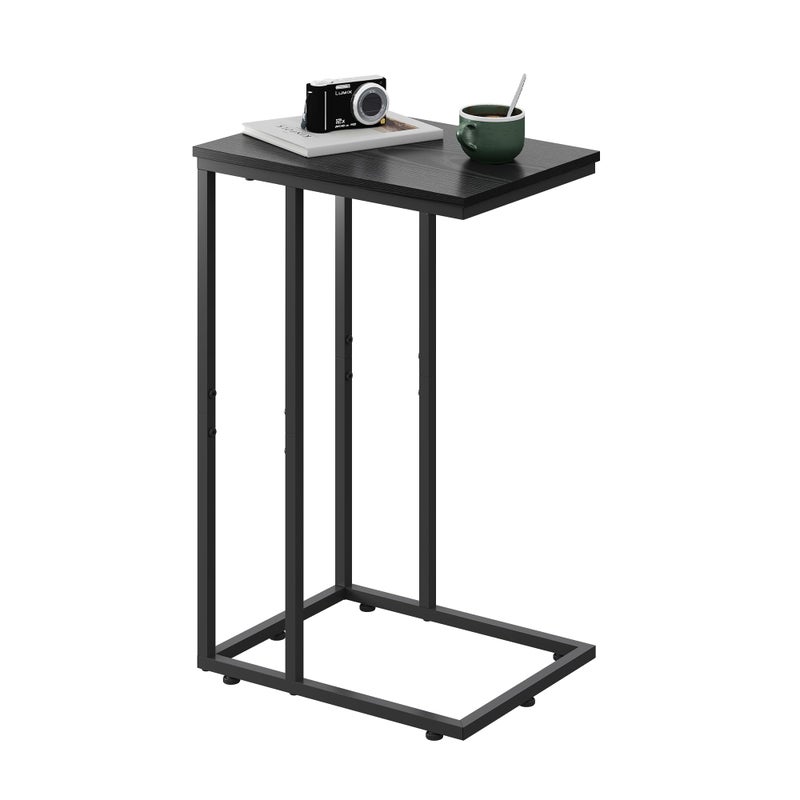 WLIVE Black Side Table,C Shaped End Table for Bedroom, Home Office, Dorm, Living Room Couch Tables, C Shaped TV Tray Table, 2-Tier Side Tables - Image 1