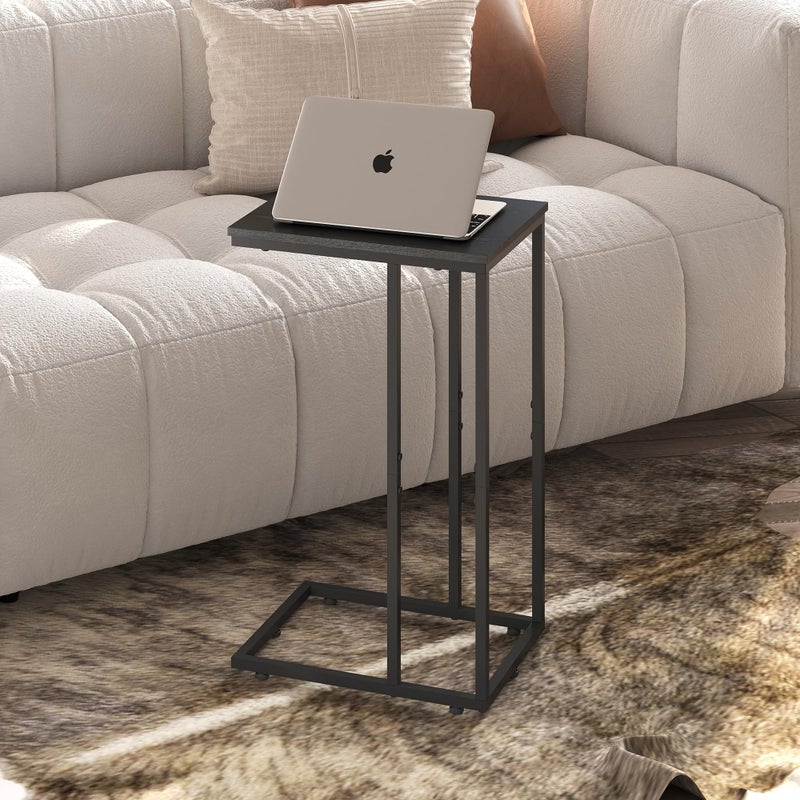 WLIVE Black Side Table,C Shaped End Table for Bedroom, Home Office, Dorm, Living Room Couch Tables, C Shaped TV Tray Table, 2-Tier Side Tables - Image 2