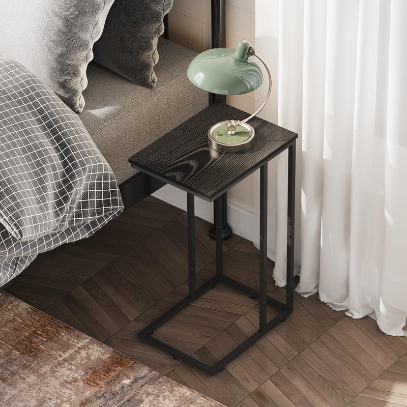 WLIVE Black Side Table,C Shaped End Table for Bedroom, Home Office, Dorm, Living Room Couch Tables, C Shaped TV Tray Table, 2-Tier Side Tables - Image 4