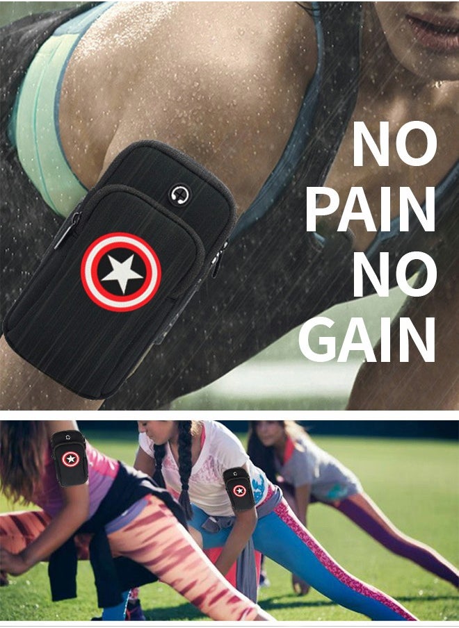 GROIC Captain America Sports Arm Bag 16.5*9cm, Women's Men's Running Cycling Wrist Bag with Headphone Jack, Suitable for Mobile Phones  - Image 5