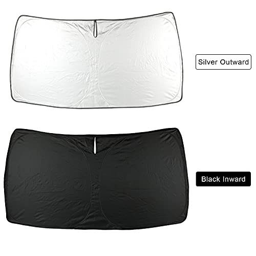ROCCS Foldable Windshield Sunshade fit for 2019 2020 2021 2022 2023 2024 2025 GMC Sierra 1500 2500 3500 SLT AT4 Denali,Front Window Sun Shade Shield Cover UV Ray Reflector Sun Visor - Image 3