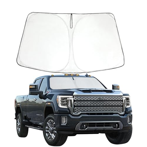 ROCCS Foldable Windshield Sunshade fit for 2019 2020 2021 2022 2023 2024 2025 GMC Sierra 1500 2500 3500 SLT AT4 Denali,Front Window Sun Shade Shield Cover UV Ray Reflector Sun Visor - Image 1