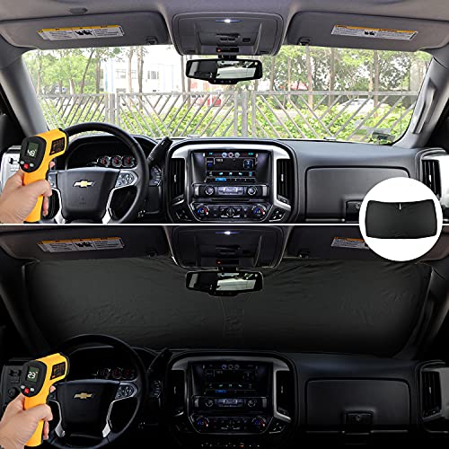 ROCCS Foldable Windshield Sunshade fit for 2019 2020 2021 2022 2023 2024 2025 GMC Sierra 1500 2500 3500 SLT AT4 Denali,Front Window Sun Shade Shield Cover UV Ray Reflector Sun Visor - Image 4