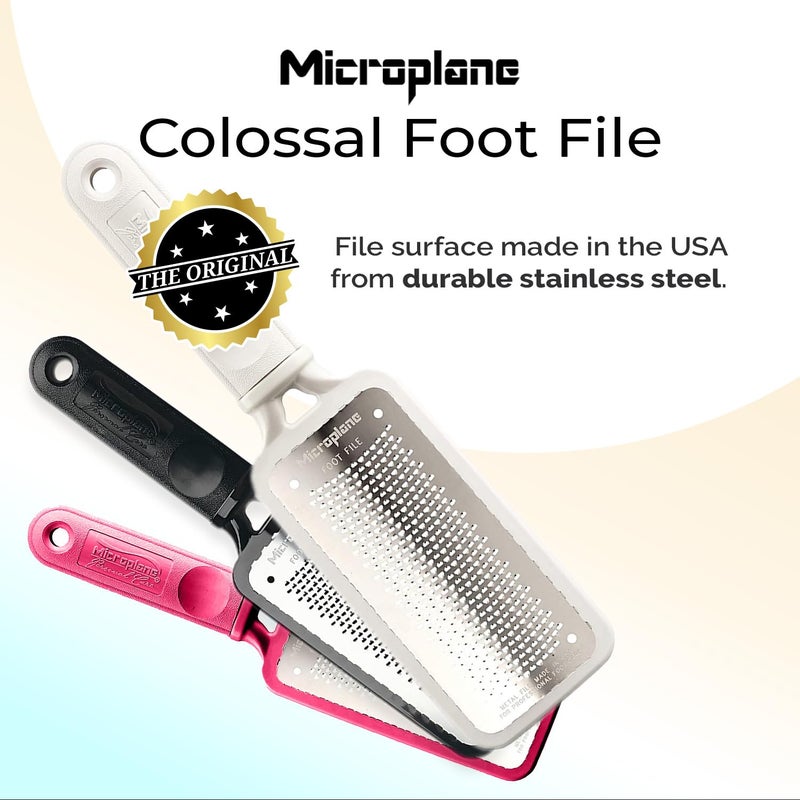 Microplane Colossal Foot File Scraper - The Original Stainless Steel Foot Rasp, Dead Skin/Callus Remover for Feet, Gentle Foot Scrubber, Pedicure Tools for Salon-Quality Foot Care, White - Image 3