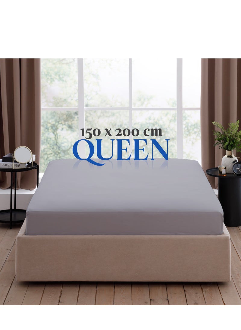 Infinitee Xclusives Infinitee Xclusives Fitted Sheet for Bed Grey Queen Size 150 x 200 cm - 100% Microfiber - 40 cm Deep Pocket to Fit & Cover Sheets  - Soft, Wrinkle Free & Shrink Resistant Fitted Sheet  - Image 2