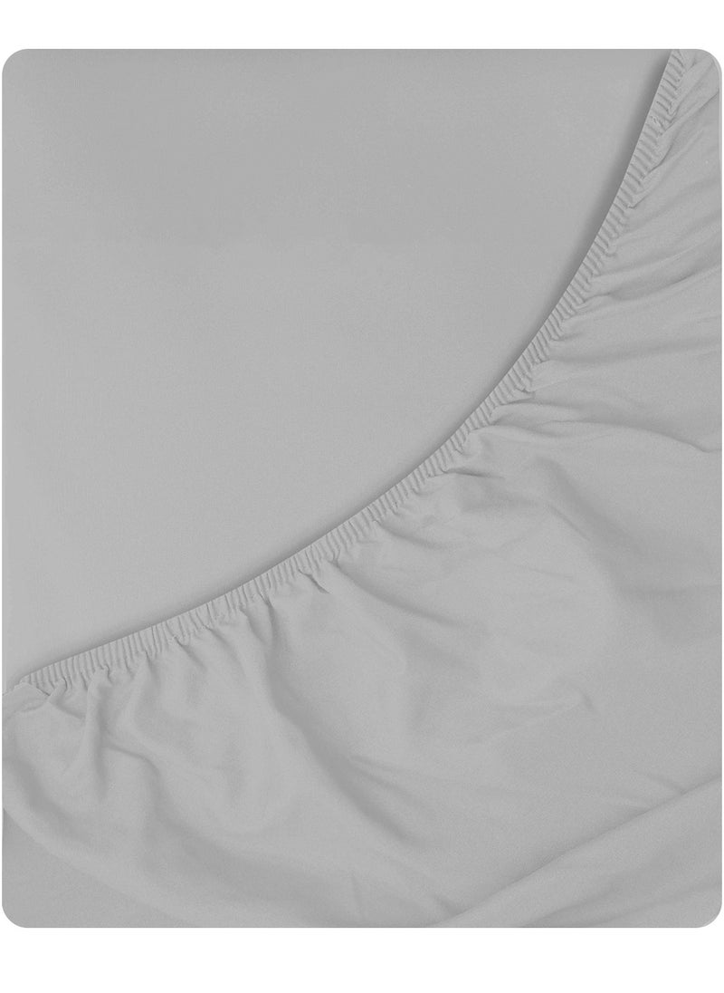 Infinitee Xclusives Infinitee Xclusives Fitted Sheet for Bed Grey Queen Size 150 x 200 cm - 100% Microfiber - 40 cm Deep Pocket to Fit & Cover Sheets  - Soft, Wrinkle Free & Shrink Resistant Fitted Sheet  - Image 3