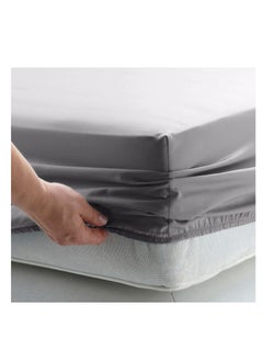 Infinitee Xclusives Infinitee Xclusives Fitted Sheet for Bed Grey Queen Size 150 x 200 cm - 100% Microfiber - 40 cm Deep Pocket to Fit & Cover Sheets  - Soft, Wrinkle Free & Shrink Resistant Fitted Sheet  - Image 4
