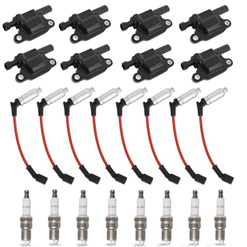 MCCKLE UF413 Ignition Coil Packs 41962 Spark Plugs and 48322R Wires Set Compatible with Chevy Silverado Tahoe Suburban GMC Sierra Yukon Cadillac Escalade Buick 4.8L 5.3L 6.0L for 12570616 by MCCKLE (8 Pack) - Image 1