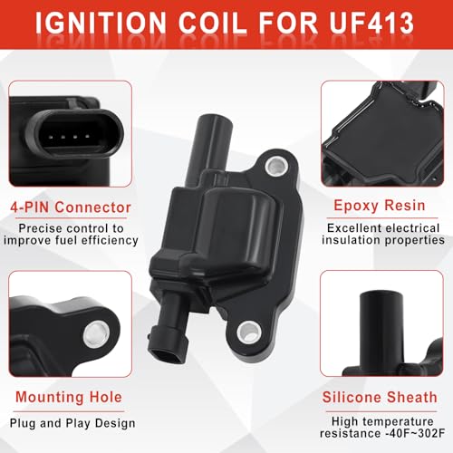 MCCKLE UF413 Ignition Coil Packs 41962 Spark Plugs and 48322R Wires Set Compatible with Chevy Silverado Tahoe Suburban GMC Sierra Yukon Cadillac Escalade Buick 4.8L 5.3L 6.0L for 12570616 by MCCKLE (8 Pack) - Image 4