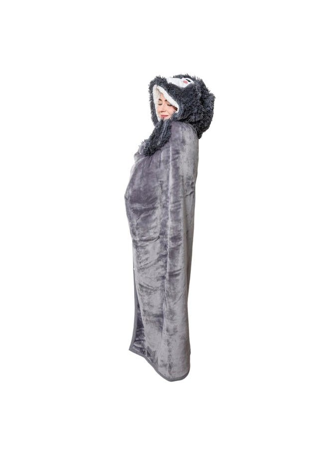 Wish Well Penguin Wearable Hooded Blanket - Warm & Cozy Oversized Blanket Hoodie Hand Gloves- Soft Plush Premium Sherpa and Flannel Fleece Hoodie Blanket - Penguin Gifts for Women Adults and Kids - Image 2