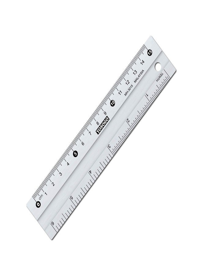 YOSOGO 6-Inch / 15cm Anti-Slip Aluminum Ruler - Pack of 6 | Lightweight, Durable, & Precise with Non-Slip Backing | Safe for Cutting & Measuring | Perfect for Professional, School, and Home Use - Image 1