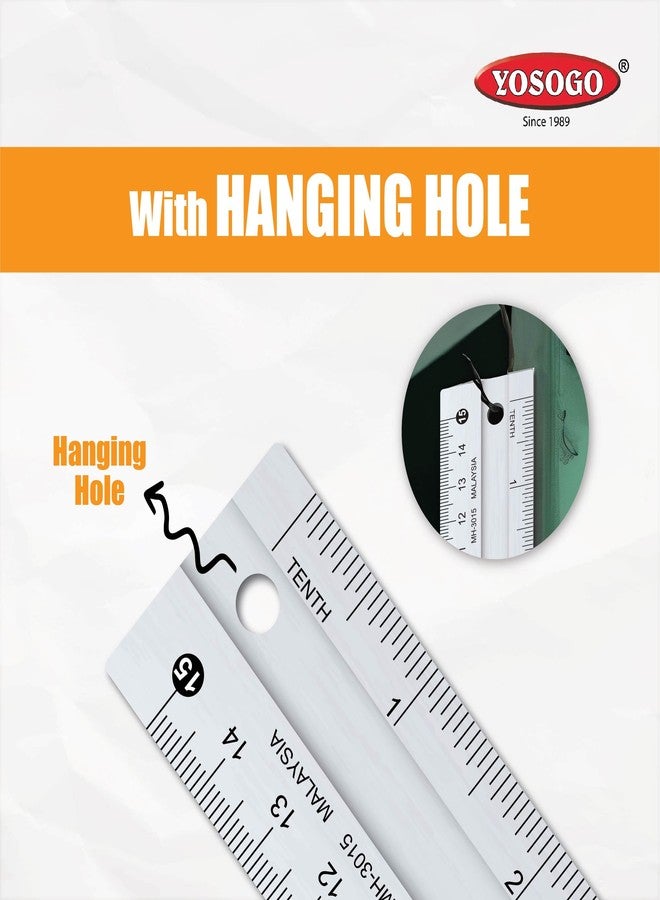 YOSOGO 6-Inch / 15cm Anti-Slip Aluminum Ruler - Pack of 6 | Lightweight, Durable, & Precise with Non-Slip Backing | Safe for Cutting & Measuring | Perfect for Professional, School, and Home Use - Image 4