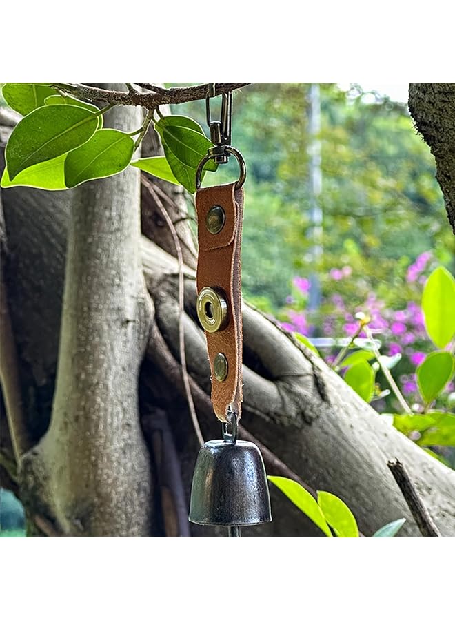 إيروريكس سلسلة مفاتيح معدنية عتيقة صغيرة الحجم مع جرس، طبلة جرس بقرة متعددة الاستخدامات ومحمولة للمشي لمسافات طويلة في الهواء الطلق وحقيبة الظهر، عبوة من قطعتين - Image 4