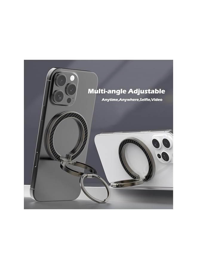 S-TOP Magnetic Phone Ring Holder, 360° Rotation Magnet Cell Phone Grip Stand Finger Ring, Cell Phone Grip Kickstand Two-Sided Magnet Compatible with iPhone 16 15 14 13 12 Accessories-Black - Image 2