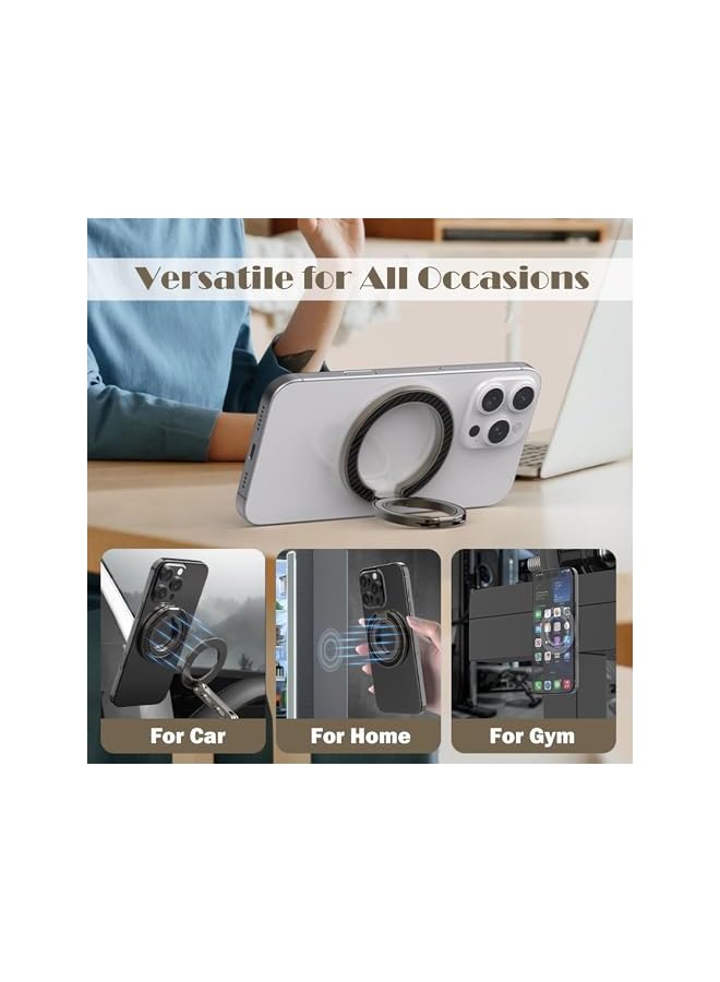 S-TOP Magnetic Phone Ring Holder, 360° Rotation Magnet Cell Phone Grip Stand Finger Ring, Cell Phone Grip Kickstand Two-Sided Magnet Compatible with iPhone 16 15 14 13 12 Accessories-Black - Image 3