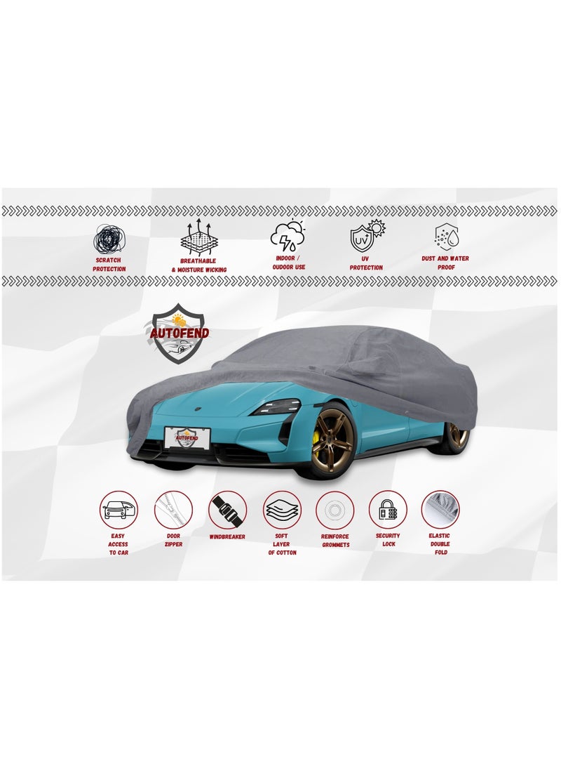 Zipporah All Weather Premium Lightweight 6-Layers Protective Car Cover 210T Compatible for 2018-2025 Porsche Taycan with Left Driver Side Door Zipper, Security Lock and Mirror Pockets - Image 4