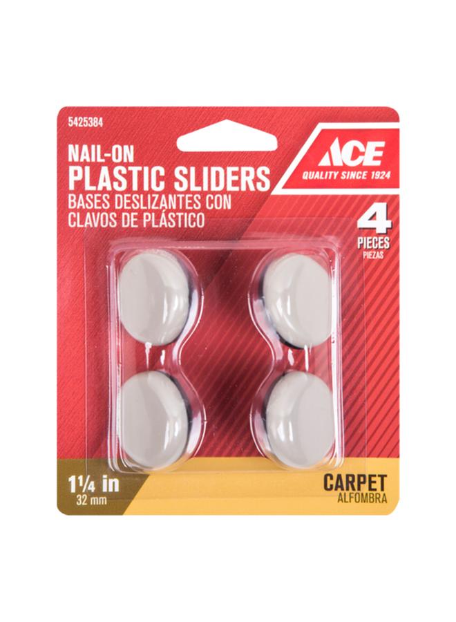 ACE 4-Piece Nail-On Plastic Sliders Grey and Black 1.25inch 