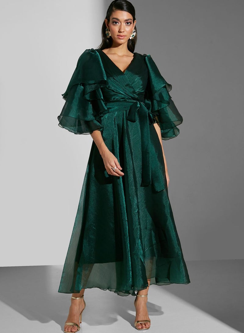 Namshi x Emerald Ruffle Sleeve Dress - Image 1