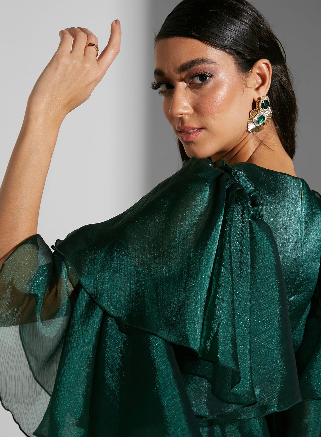 Namshi x Emerald Ruffle Sleeve Dress for Women | Best Price UAE