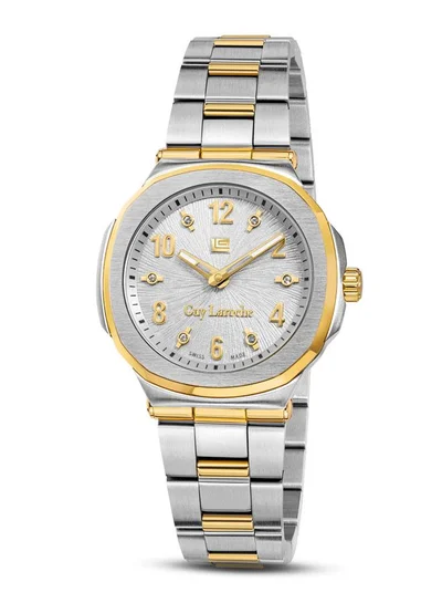 Guy Laroche Charlie 33mm Women's Swiss Quartz Watch with White-Silver Dial & Two-tone Plated Bracelet