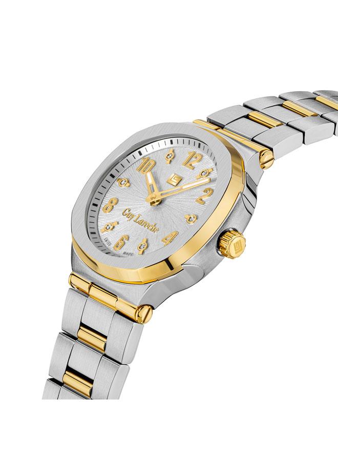 Guy Laroche Charlie 33mm Women's Swiss Quartz Watch with White-Silver Dial & Two-tone Plated Bracelet - Image 2
