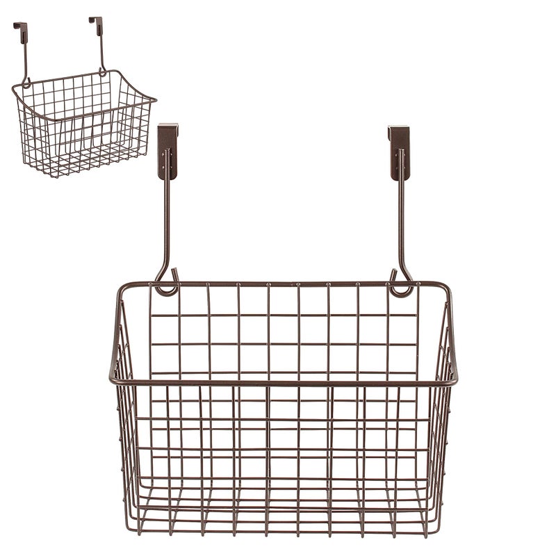 Spectrum Hanging Baskets for Organizing (Medium, Bronze) - Grid Over the Cabinet Wire Basket for Kitchen or Bathroom - Door Hanging Storage Organizer for Cleaning Supplies, Washcloths, & Hand Towels - Image 1