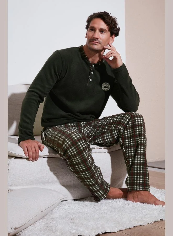 Buratti Regular Fit Crew Neck Winter Soft Textured Polar Fleece Pajama Set Men's PAJAMAS SET 6096100