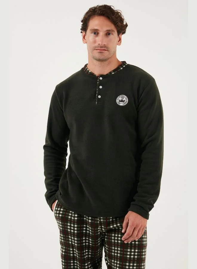 Buratti  Buratti Regular Fit Crew Neck Winter Soft Textured Polar Fleece Pajama Set Men's PAJAMAS SET 6096100 for Men | Best Price UAE