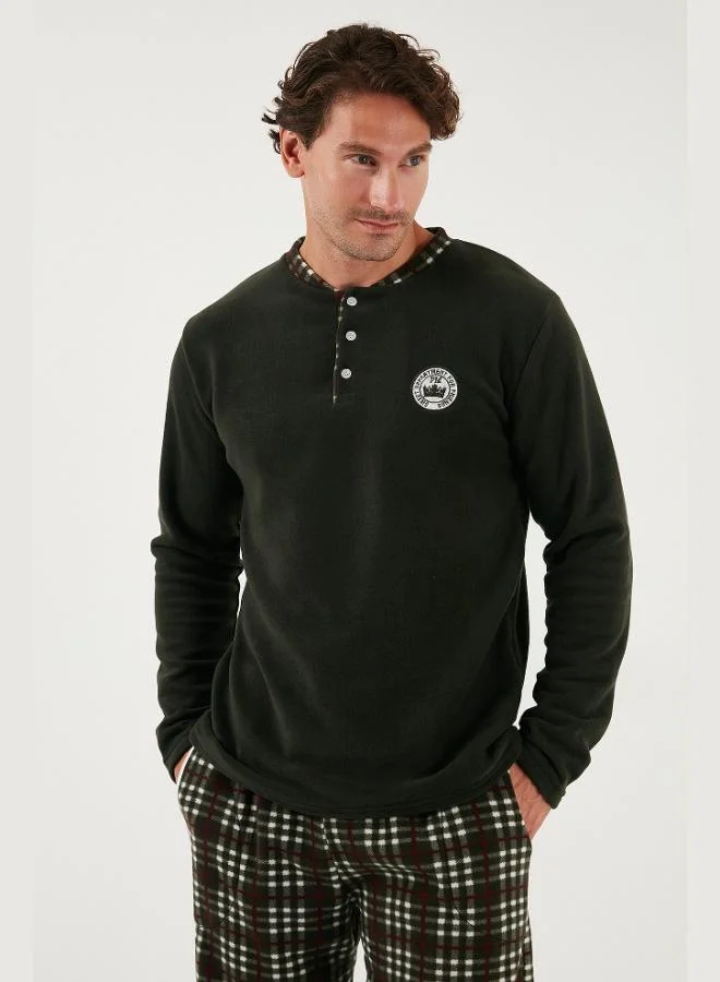 Buratti  Buratti Regular Fit Crew Neck Winter Soft Textured Polar Fleece Pajama Set Men's PAJAMAS SET 6096100 for Men | Best Price UAE