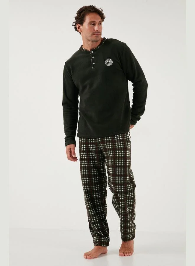 Buratti  Buratti Regular Fit Crew Neck Winter Soft Textured Polar Fleece Pajama Set Men's PAJAMAS SET 6096100 for Men | Best Price UAE