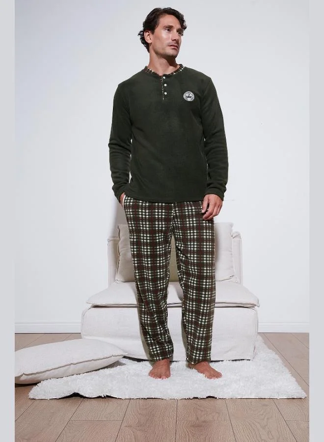 Buratti  Buratti Regular Fit Crew Neck Winter Soft Textured Polar Fleece Pajama Set Men's PAJAMAS SET 6096100 for Men | Best Price UAE